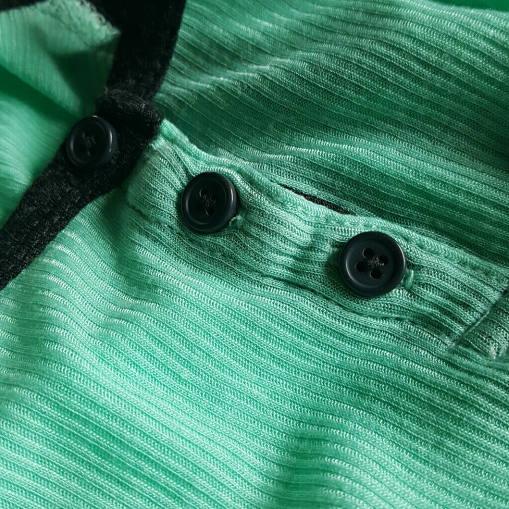 Zine Anderson Mint & Charcoal Hooded Henley Shirt - Picture 8 of 8
